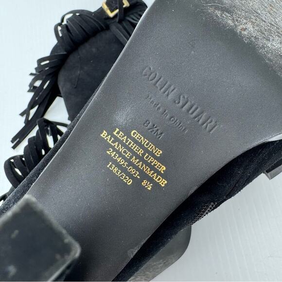 Colin Stuart genuine leather suede fringe bootie black size 8.5 - Picture 6 of 9